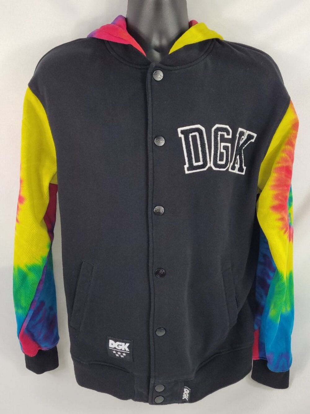 DGK Skateboard Tie-Dye Hooded Snap-Up Light Jacket Men's size Large